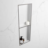 MONDIAZ EASY Nis 149,5x29,5cm in solid surface kleur DarkGrey | Talc. 2 vakken geschikt voor in- of opbouw